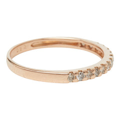 K14PG ピンクゴールド ダイヤ0.22ct ハーフエタニティ リング 指輪 レディース 7.5号 【中古】