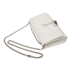 サンローラン YSLロゴ ケイト タッセル チェーン ショルダーバック 354116 ホワイト アイボリー レザー レディース SAINT LAURENT 【中古】