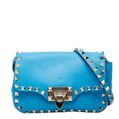 ヴァレンティノ ロックスタッズ ショルダーバッグ ブルー レザー レディース VALENTINO 【中古】