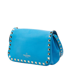 ヴァレンティノ ロックスタッズ ショルダーバッグ ブルー レザー レディース VALENTINO 【中古】