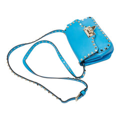 ヴァレンティノ ロックスタッズ ショルダーバッグ ブルー レザー レディース VALENTINO 【中古】