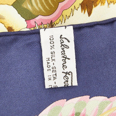 サルヴァトーレフェラガモ ヒョウ柄 レオパード スカーフ ネイビー マルチカラー シルク レディース Salvatore Ferragamo 【中古】