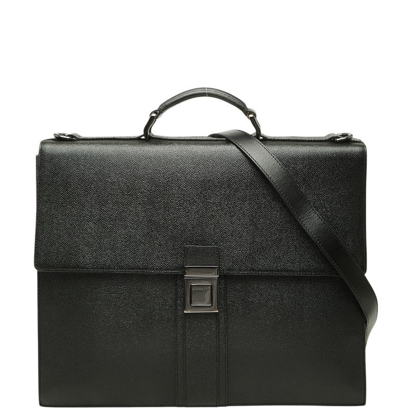 バーバリー ビジネスバッグ ブリーフケース ショルダーバッグ 2WAY ブラック レザー メンズ BURBERRY 【中古】