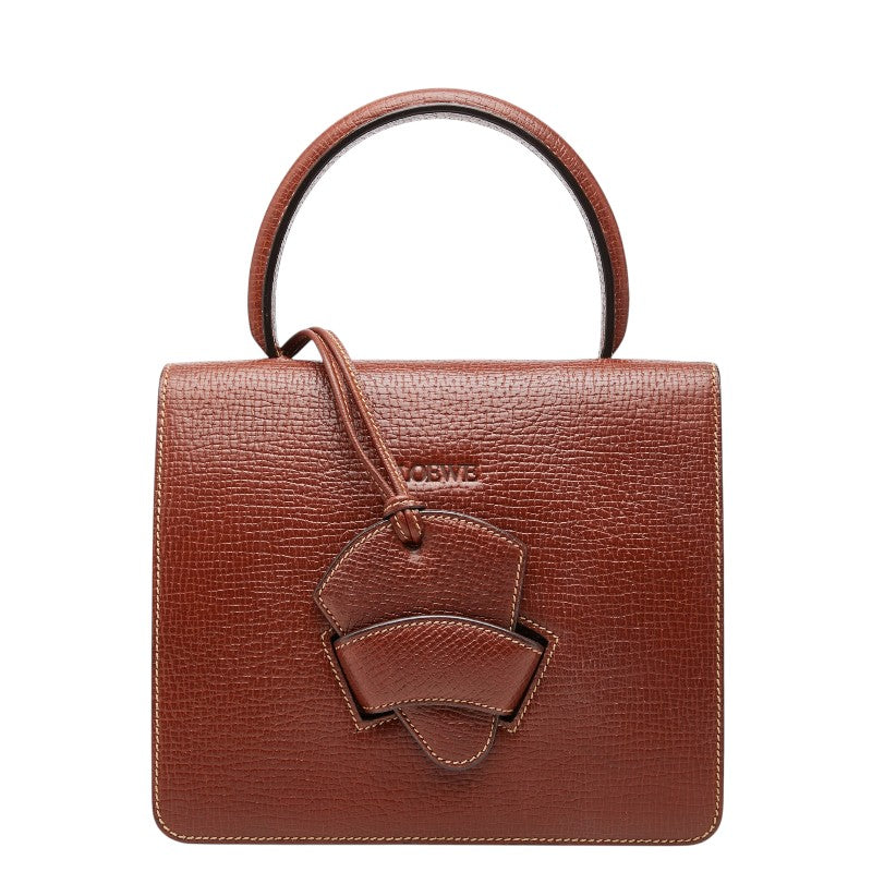 ロエベ バルセロナ ハンドバッグ ブラウン レザー レディース LOEWE 【中古】