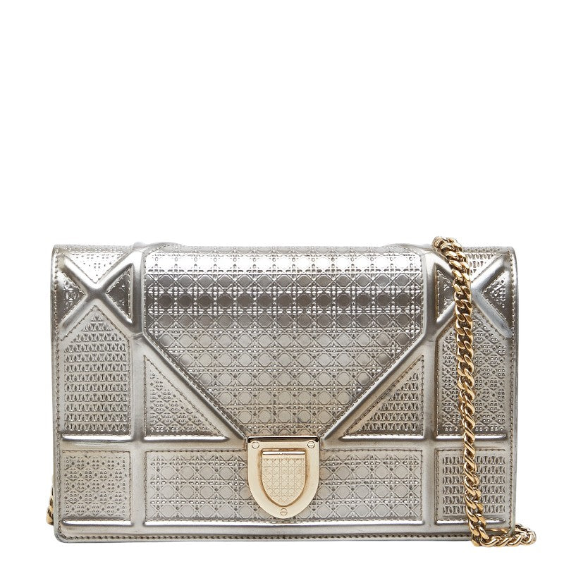 ディオール ディオラマ チェーン ショルダーバッグ シルバー パテントレザー レディース Dior 【中古】