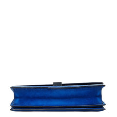 セリーヌ ロゴ チェーン ショルダーバッグ ブルー スウェード レザー レディース CELINE 【中古】