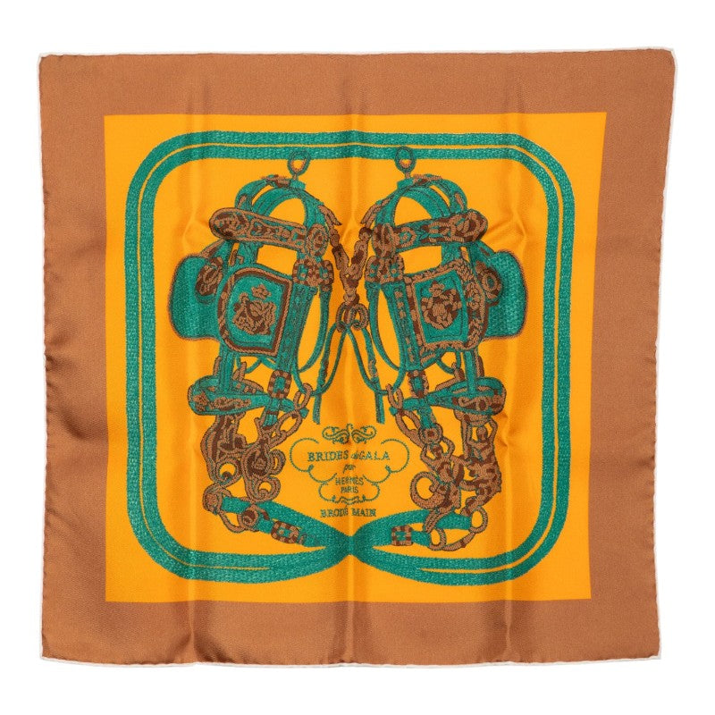 エルメス カレ42 BRIDES de GALA スカーフ オレンジ系 マルチカラー シルク レディース HERMES 【中古】