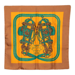 エルメス カレ42 BRIDES de GALA スカーフ オレンジ系 マルチカラー シルク レディース HERMES 【中古】