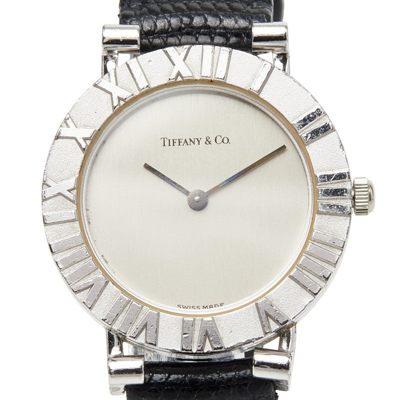 ティファニー アトラス 2針 腕時計 D286753 クオーツ シルバー文字盤 SV925 シルバー レザー レディース TIFFANY&Co. 【中古】