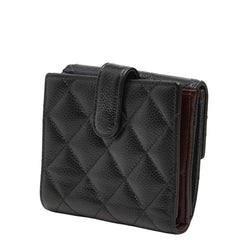 シャネル マトラッセ ココマーク 二つ折り財布 ブラック キャビアスキン レディース CHANEL 【中古】