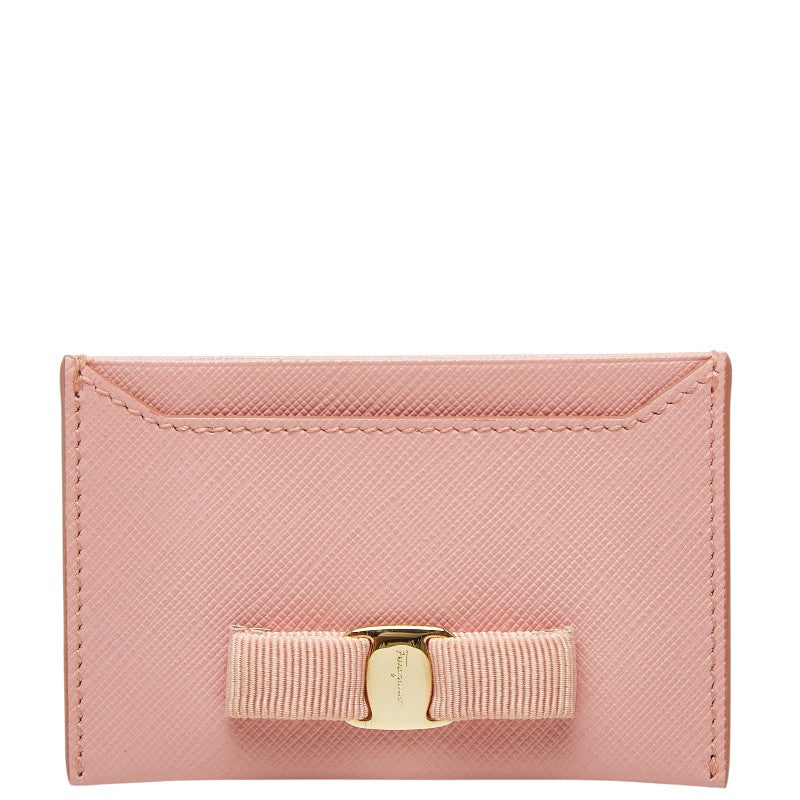 サルヴァトーレフェラガモ ヴァラ カードケース IR.22.C500 ピンク レザー レディース Salvatore Ferragamo 【中古】