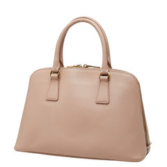 プラダ 三角ロゴプレート ハンドバッグ ショルダーバッグ 2WAY ベージュ ピンク サフィアーノレザー レディース PRADA 【中古】