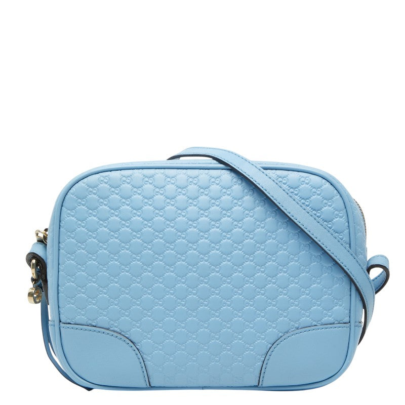 グッチ マイクログッチシマ 斜め掛け ショルダーバッグ 449413 ブルー レザー レディース GUCCI 【中古】