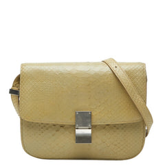 セリーヌ クラシックボックス ショルダーバッグ グリーン ベージュ パイソン レザー レディース CELINE 【中古】