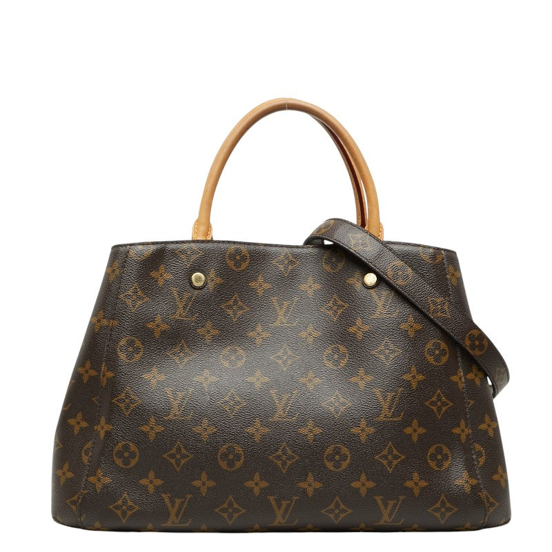 ルイ ヴィトン モノグラム モンテーニュMM ハンドバッグ ショルダーバッグ 2WAY M41056 ブラウン PVC レザー レディース LOUIS VUITTON 【中古】