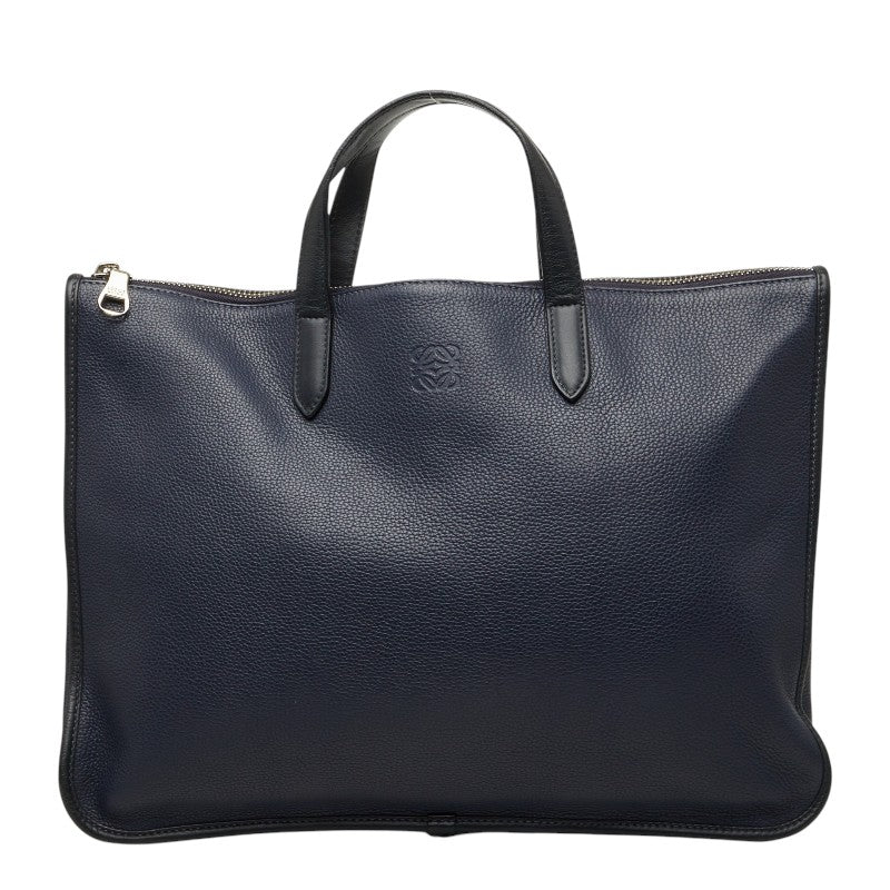 ロエベ アナグラム トレド ブリーフケース ハンドバッグ ビジネスバッグ ネイビー レザー レディース LOEWE 【中古】