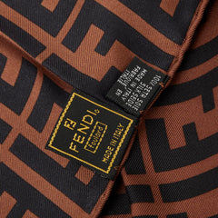 フェンディ ズッカ スカーフ 大判 ブラウン シルク レディース FENDI 【中古】