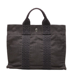 エルメス エールライン トートPM ハンドバッグ グレー キャンバス レディース HERMES 【中古】