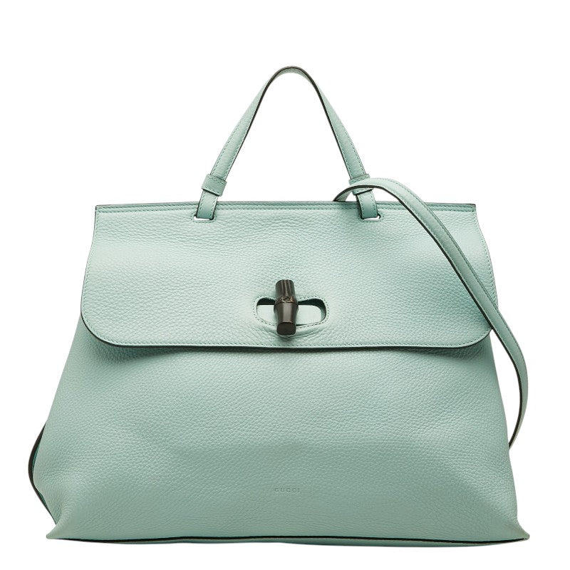グッチ エクスクルーシブ バンブー デイリー トートバッグ ショルダーバッグ 2WAY 370830 ブラック レザー レディース GUCCI 【中古】