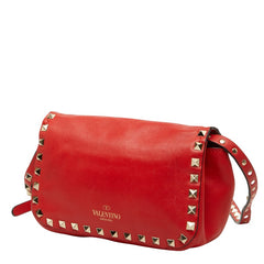 ヴァレンティノ ロックスタッズ 斜め掛け ショルダーバッグ レッド レザー レディース VALENTINO 【中古】