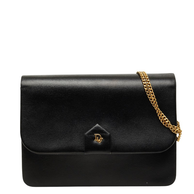ディオール 斜め掛け チェーン ショルダーバッグ ブラック レザー レディース Dior 【中古】