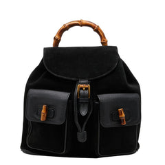 グッチ バンブー リュック バックパック 0032058 ブラック レザー スウェード レディース GUCCI 【中古】