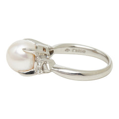 Pt850 プラチナ アコヤパール8.8～8.9mm ダイヤ0.26ct リング 指輪 レディース 10号 【中古】