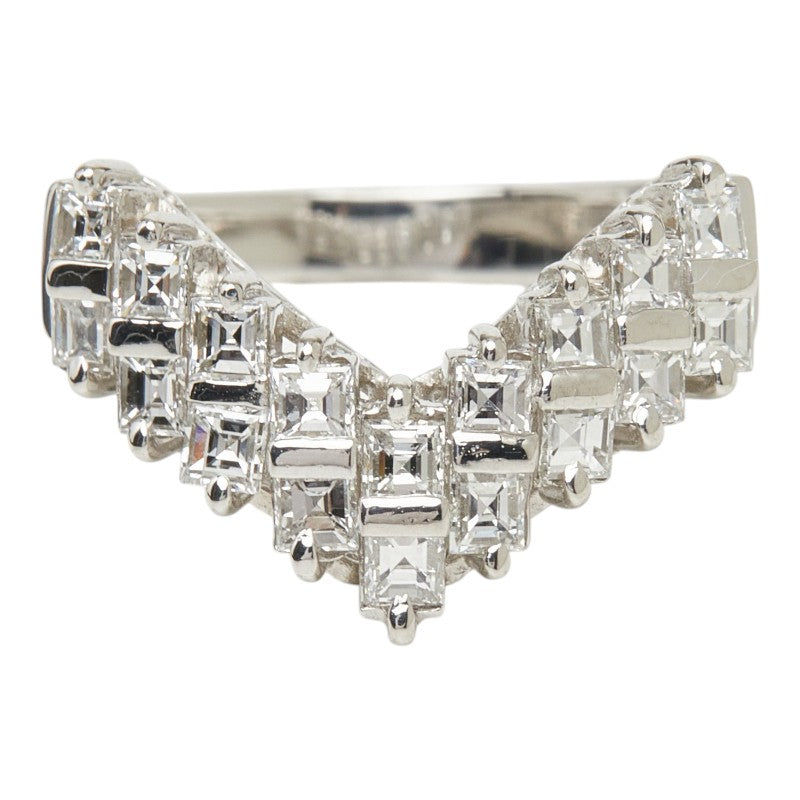 Pt900 プラチナ ダイヤ1.01ct V字リング リング 指輪 レディース 12号 【中古】