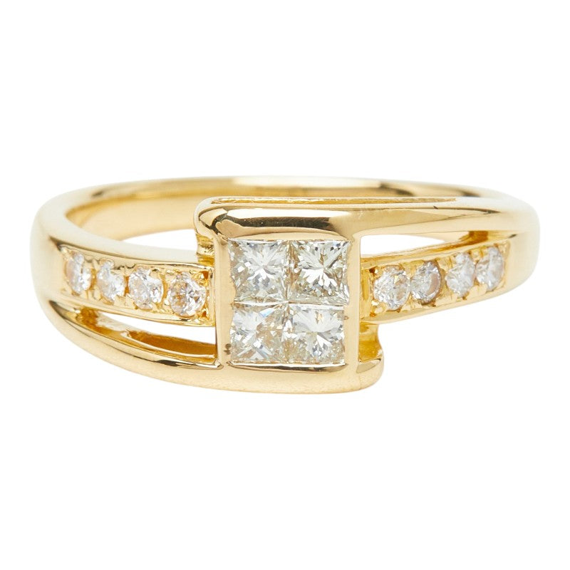 K18YG イエローゴールド ダイヤ0.70ct リング 指輪 レディース 17.5号 【中古】