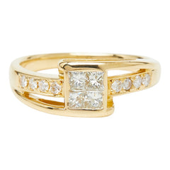 K18YG イエローゴールド ダイヤ0.70ct リング 指輪 レディース 17.5号 【中古】