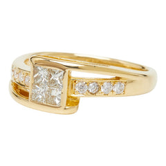 K18YG イエローゴールド ダイヤ0.70ct リング 指輪 レディース 17.5号 【中古】