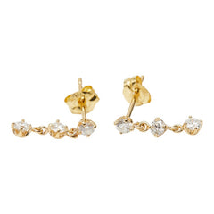 K18YG イエローゴールド ダイヤ0.20ct 3連スタッドピアス ピアス レディース 【中古】