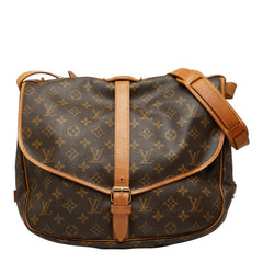 ルイ ヴィトン モノグラム ソミュール35 斜め掛け ショルダーバッグ M42254 ブラウン PVC レザー レディース LOUIS VUITTON 【中古】
