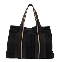 エルメス トロカホリゾンタルMM トートバッグ ブラック キャンバス レザー レディース HERMES 【中古】
