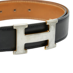 エルメス コンスタンス Hベルト リバーシブル ベルト サイズ:70 ブラック ベージュ ボックスカーフ レディース HERMES 【中古】