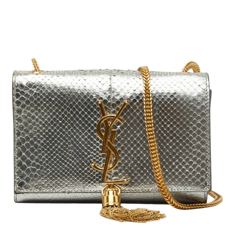 サンローラン ケイト スモール 斜め掛け チェーン ショルダーバッグ シルバー ゴールド パイソン レディース SAINT LAURENT 【中古】