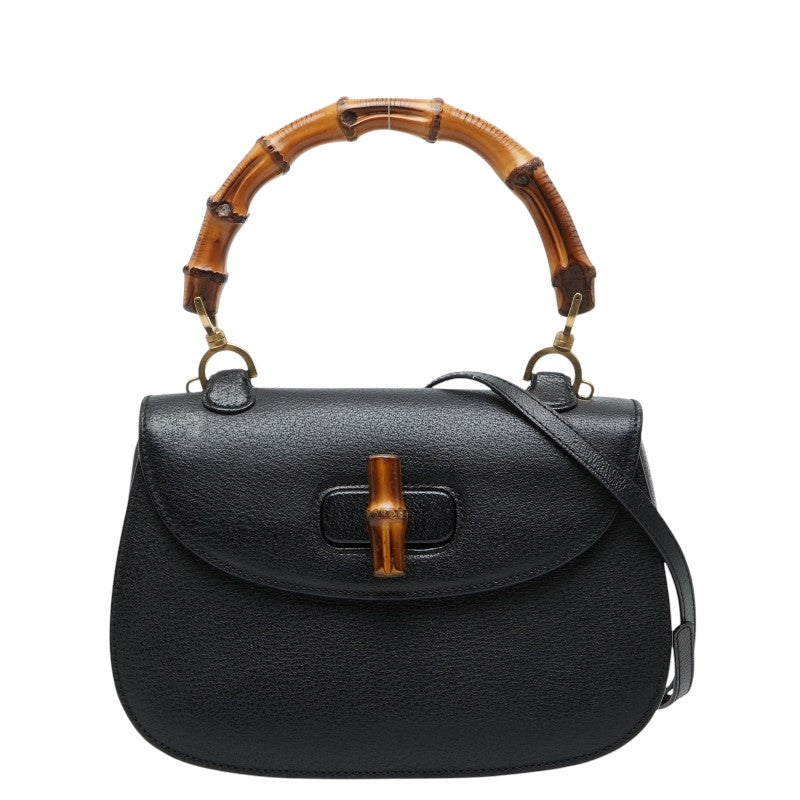 グッチ バンブー ハンドバッグ ショルダーバッグ 2WAY 000 2113 0633 ブラック レザー レディース GUCCI 【中古】
