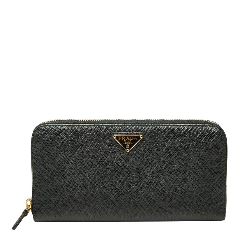 プラダ 三角ロゴプレート 長財布 ブラック サフィアーノレザー レディース PRADA 【中古】