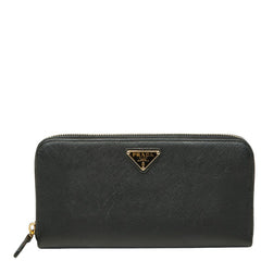 プラダ 三角ロゴプレート 長財布 ブラック サフィアーノレザー レディース PRADA 【中古】