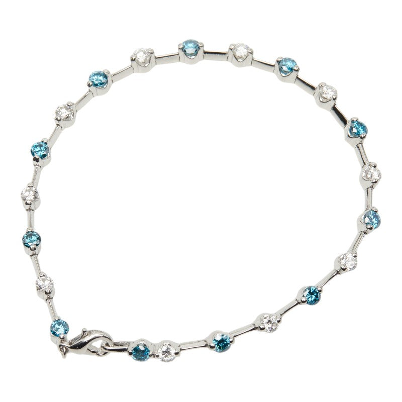 Pt850 プラチナ ダイヤ1.20ct ブルーダイヤモンド1.20ct ブレスレット レディース 【中古】