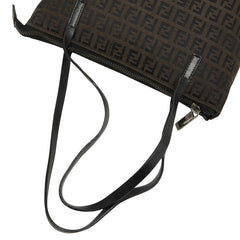フェンディ ズッキーノ ハンドバッグ ミニ トートバッグ 8BH021 ブラウン キャンバス レザー レディース FENDI 【中古】