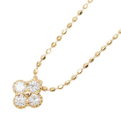 K18YG イエローゴールド ダイヤ0.15ct クローバーモチーフ ペンダント ネックレス レディース 【中古】