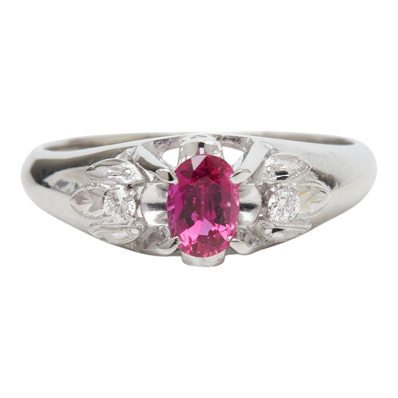 Pt850 プラチナ ルビー ルビー0.40ct リング 指輪 レディース 12号 【中古】