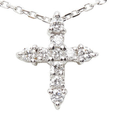 スタージュエリー K18WG ホワイトゴールド ダイヤ0.08ct クロスモチーフ ネックレス レディース STAR JEWELRY 【中古】