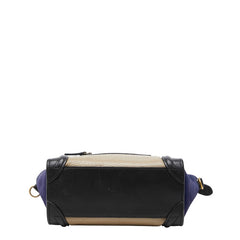 セリーヌ ラゲージ ナノショッパー ハンドバッグ ベージュ ブラック ネイビー スウェード レザー レディース CELINE 【中古】