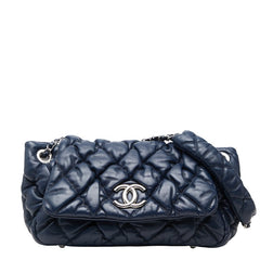 シャネル マトラッセ バブルキルト ココマーク チェーン ショルダーバッグ ハンドバッグ ネイビー ラムスキン レディース CHANEL 【中古】