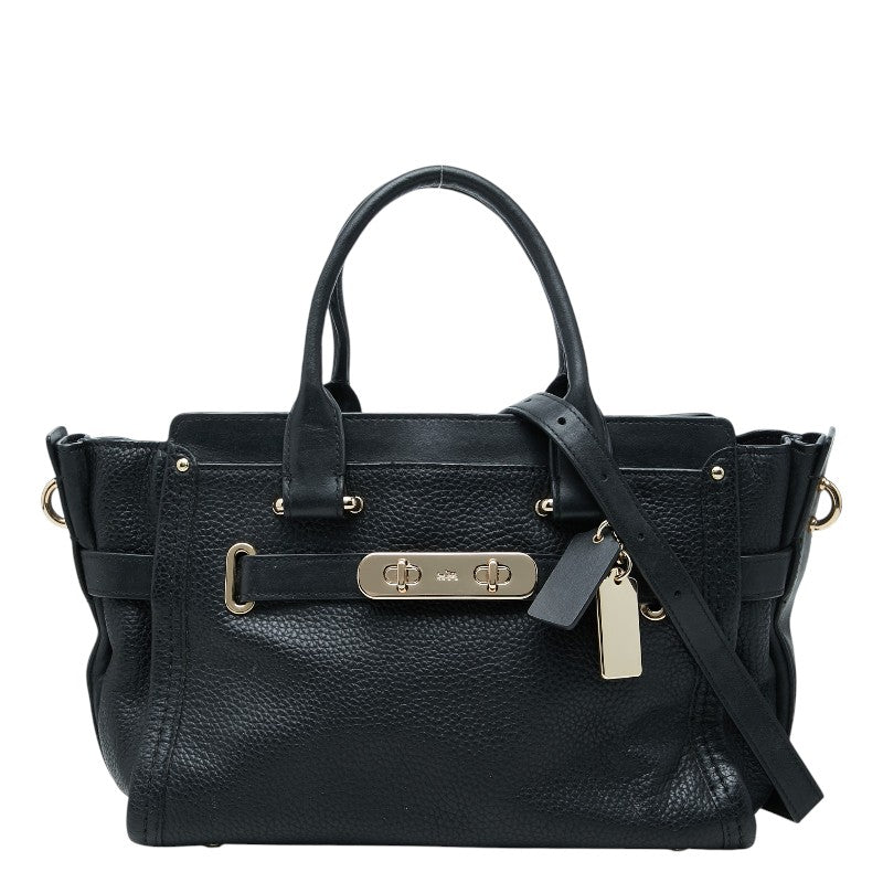 コーチ スワッガー 27 斜め掛け ショルダーバッグ 2way ハンドバッグ 34816 ブラック レザー レディース COACH 【中古】
