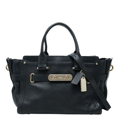 コーチ スワッガー 27 斜め掛け ショルダーバッグ 2way ハンドバッグ 34816 ブラック レザー レディース COACH 【中古】