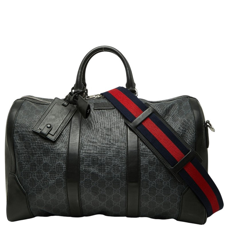 グッチ GGスプリーム ボストンバッグ ショルダーバッグ 2WAY 474131 ブラック PVC レザー レディース GUCCI 【中古】