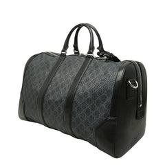 グッチ GGスプリーム ボストンバッグ ショルダーバッグ 2WAY 474131 ブラック PVC レザー レディース GUCCI 【中古】